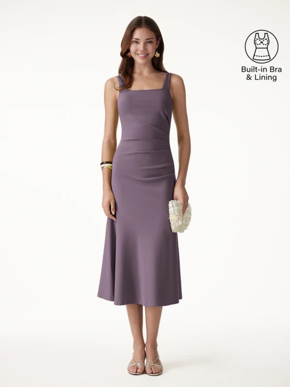OGL Square Neck Tucked Open Back Bra Dress